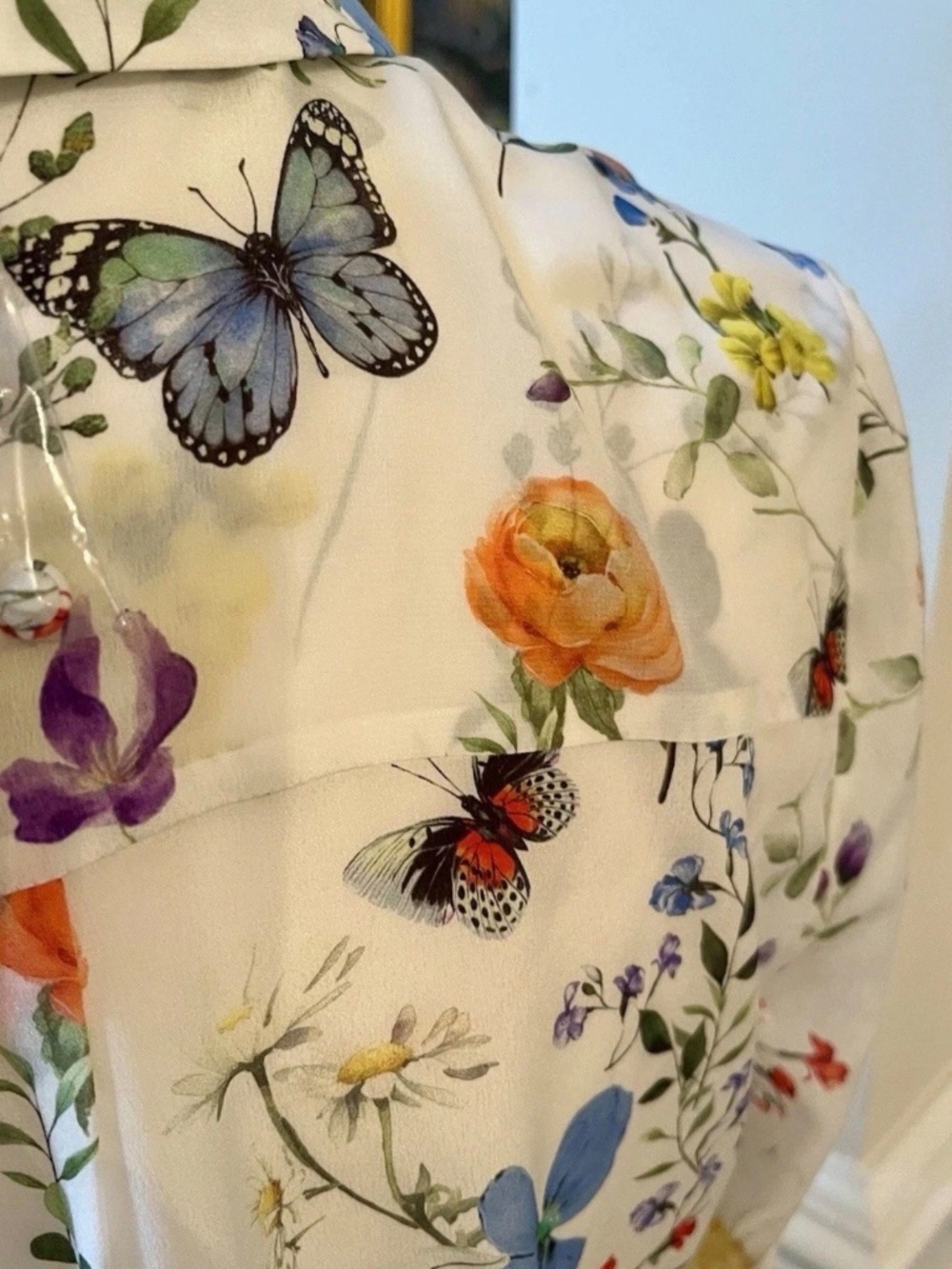 Alice + Olivia Willa Silk Floral Blouse In Twisting Vines White NWT Sz XL - Picture 12 of 15